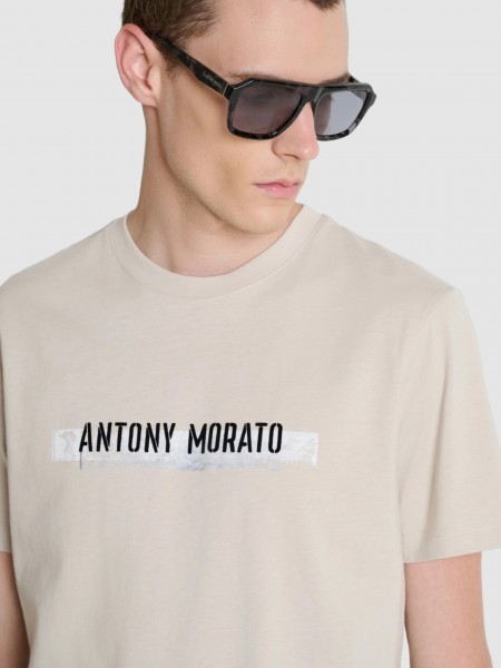 T-Shirt Antony Morato Homem  Regular  Fit In Jersey Cotton Fabric With  Print On Front