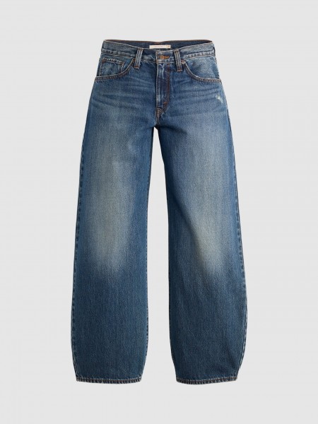 Jeans Levis Mulher Middy Balloon Med Indigo - Worn In