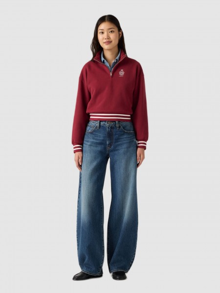Jeans Levis Mulher Middy Balloon Med Indigo - Worn In