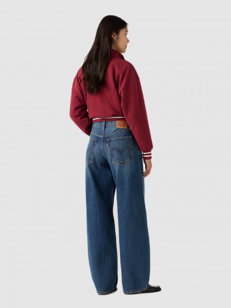 Jeans Levis Mulher Middy Balloon Med Indigo - Worn In