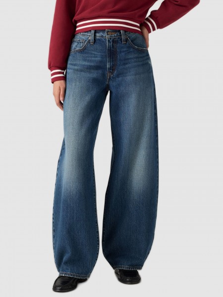 Jeans Levis Mulher Middy Balloon Med Indigo - Worn In