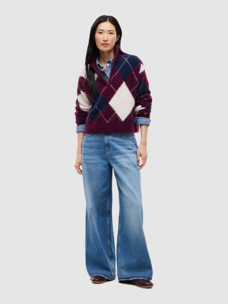 Camisola Tommy Jeans Mulher Tjw Fluffy Quarter Zip Sweater