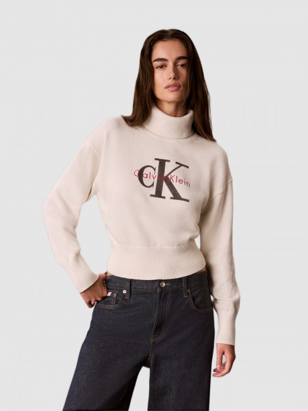 Camisola Calvin Klein Mulher Ls Logo Tneck Pullover
