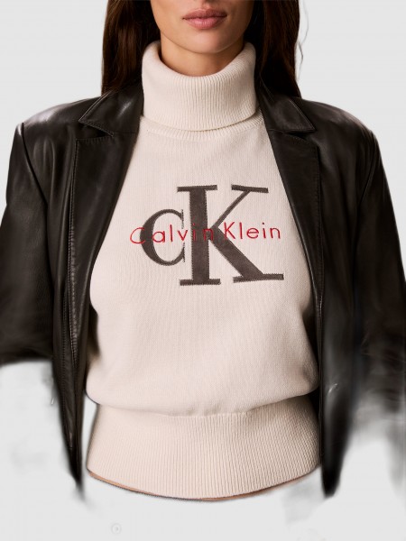 Camisola Calvin Klein Mulher Ls Logo Tneck Pullover