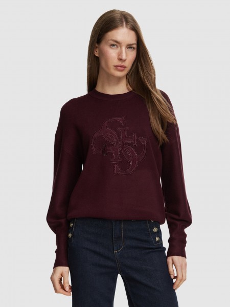 Pullover Woman Bordeaux Guess Underwear Pullover Woman Bordeaux Guess Underwear