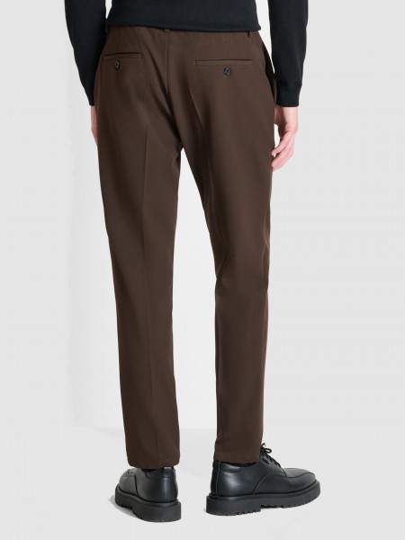 Cal�as Antony Morato Homem Trousers Chris Regular  Fit In Crinkle Viscose Blend Fabric