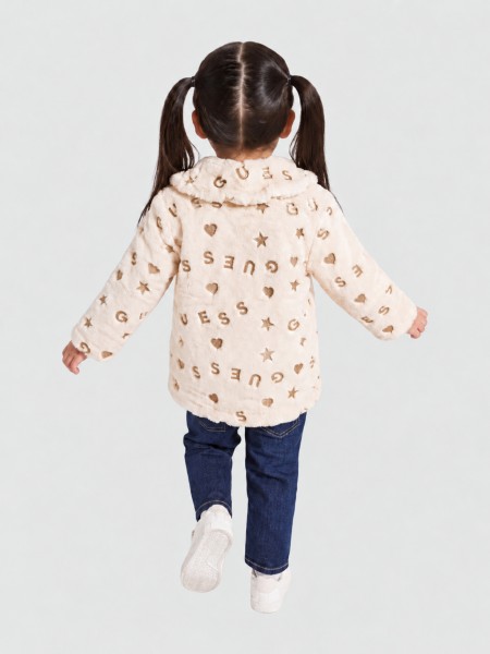 Casaco Guess Menina Faux Fur Ls Jacket W/zip