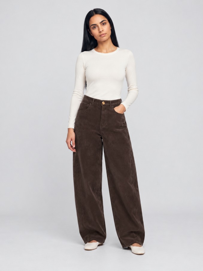 Pantalones Mujer Casta�o Oscuro Vero Moda
