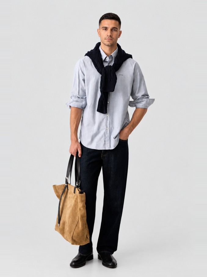 Camisa Hombre Azul Boss