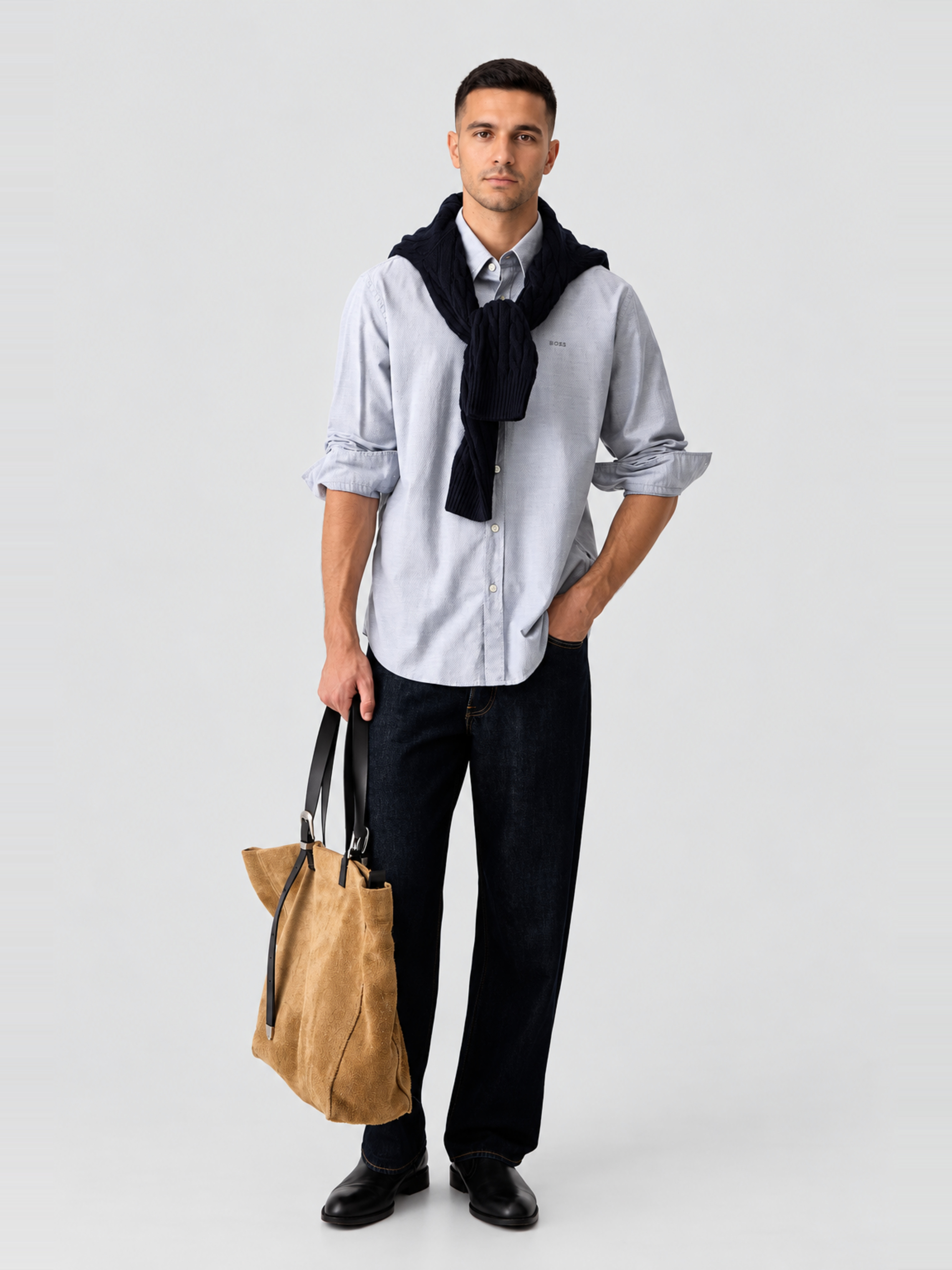 Camisa Hombre Azul Boss