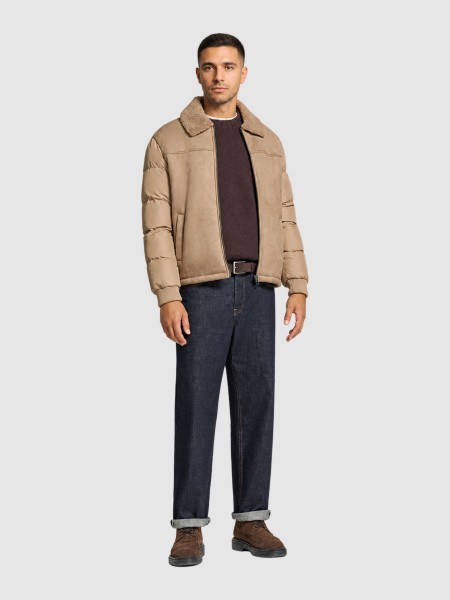 Casaco Antony Morato Homem Coat Regular Fit Knit Faux Fur Sued Aspect With Sleeves In Techno Fabric 